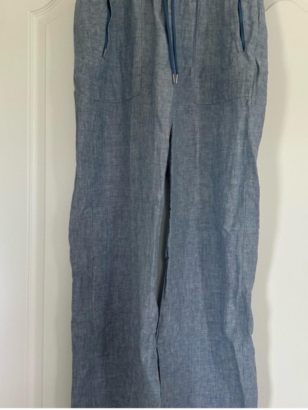 Athleta Wide Leg Linen-Blend Pants in Light Blue